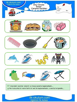 Çocuklar İçin Farklı Sesi Bul Çalışma Sayfaları 
